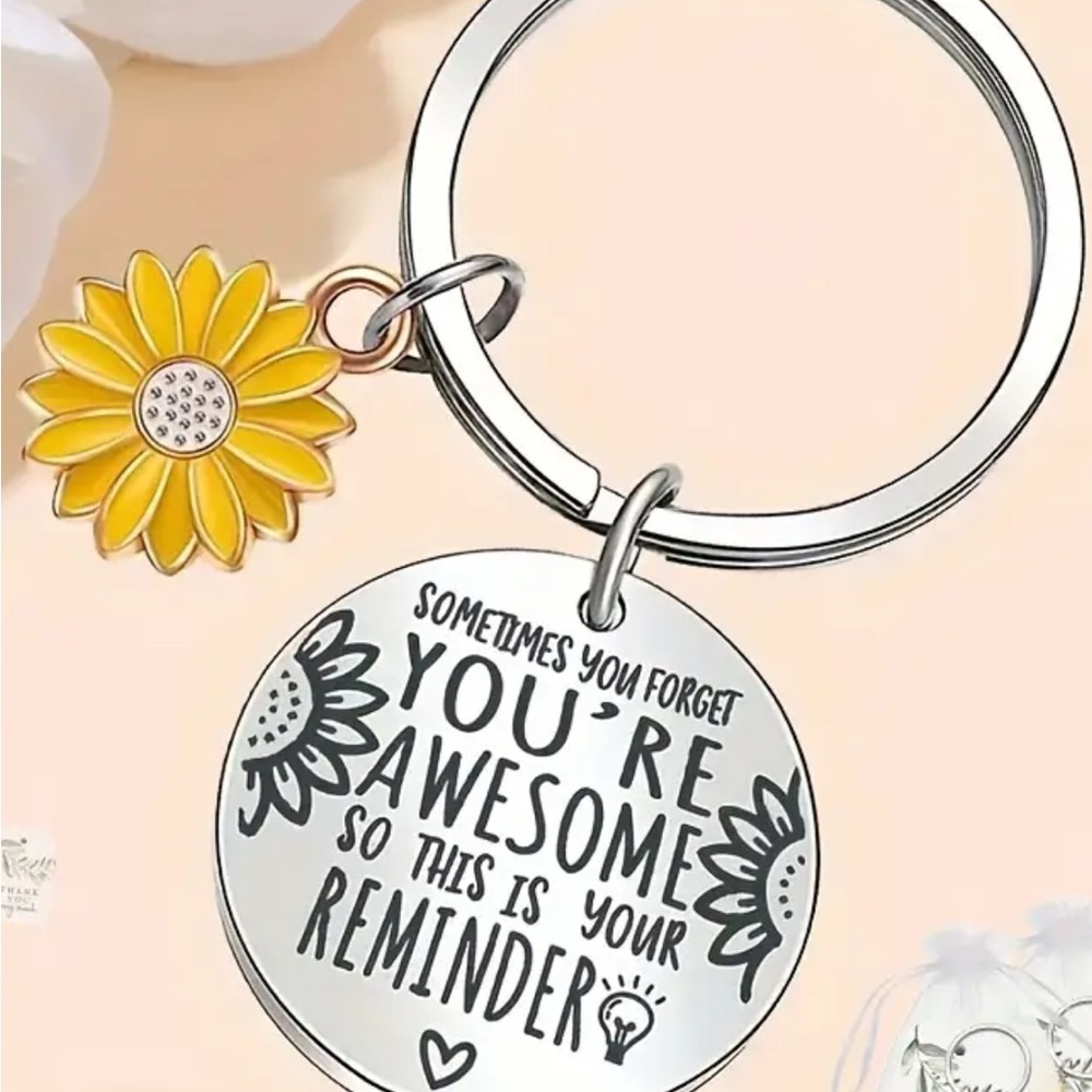 Inspirational Keychain with Flower Charm